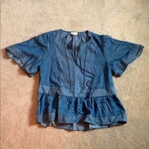 Kate Spade Blue Ruffled Blouse